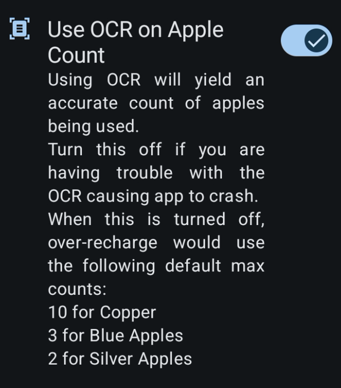 Use OCR on Apple Count
