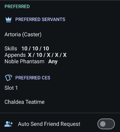 Preferred Support Setup