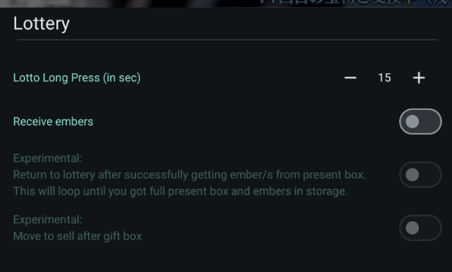 Lottery JP Long press option